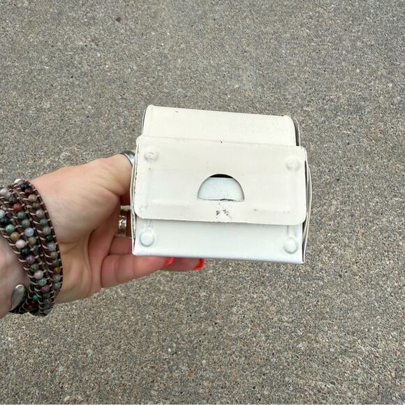 Vintage Tin Match Box Holder White and Black Wall-Mounted Holder - Picture 4 of 5